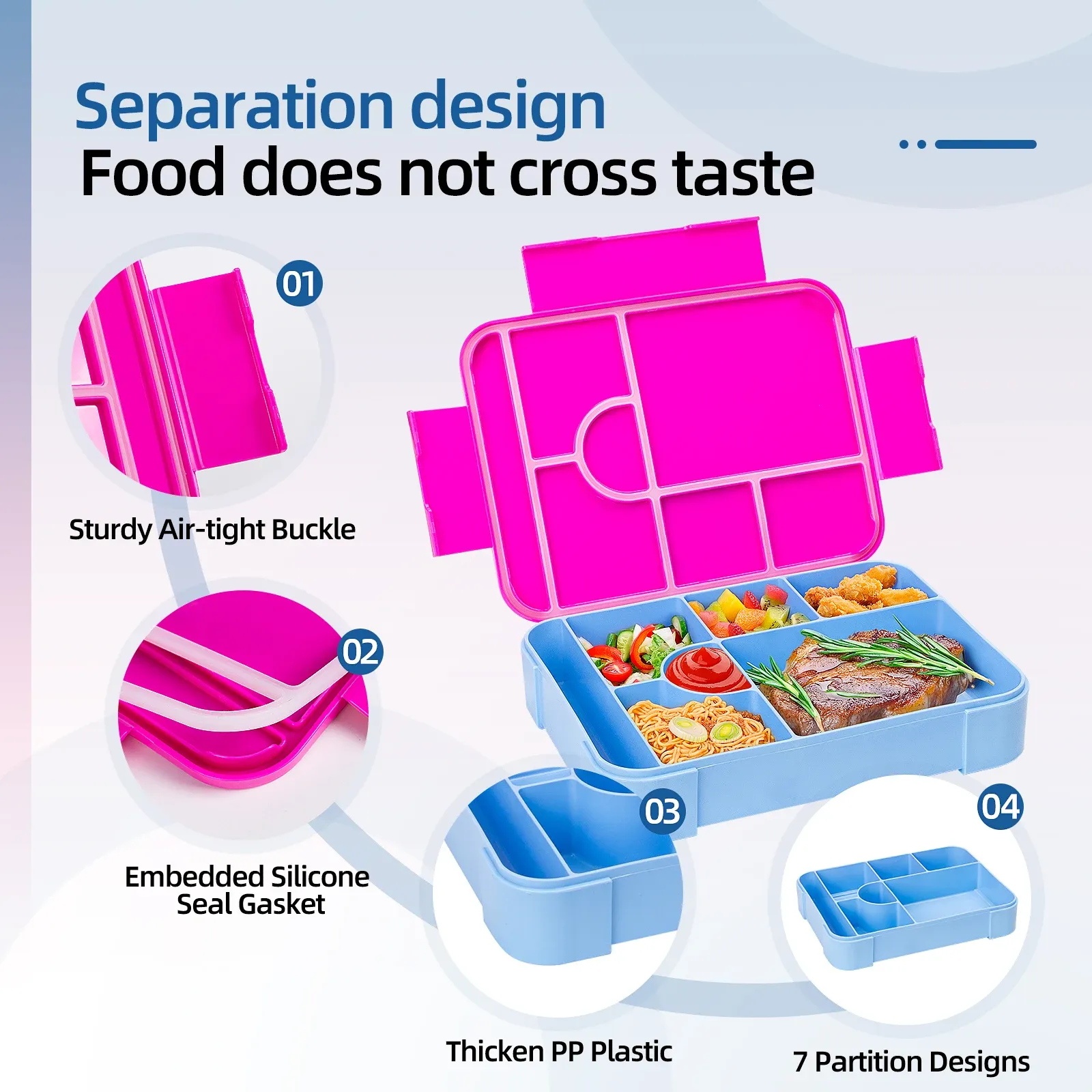 Boîte à repas pour enfants à motifs mignons, compartimentée, portable, compatible micro-ondes et étanche 3