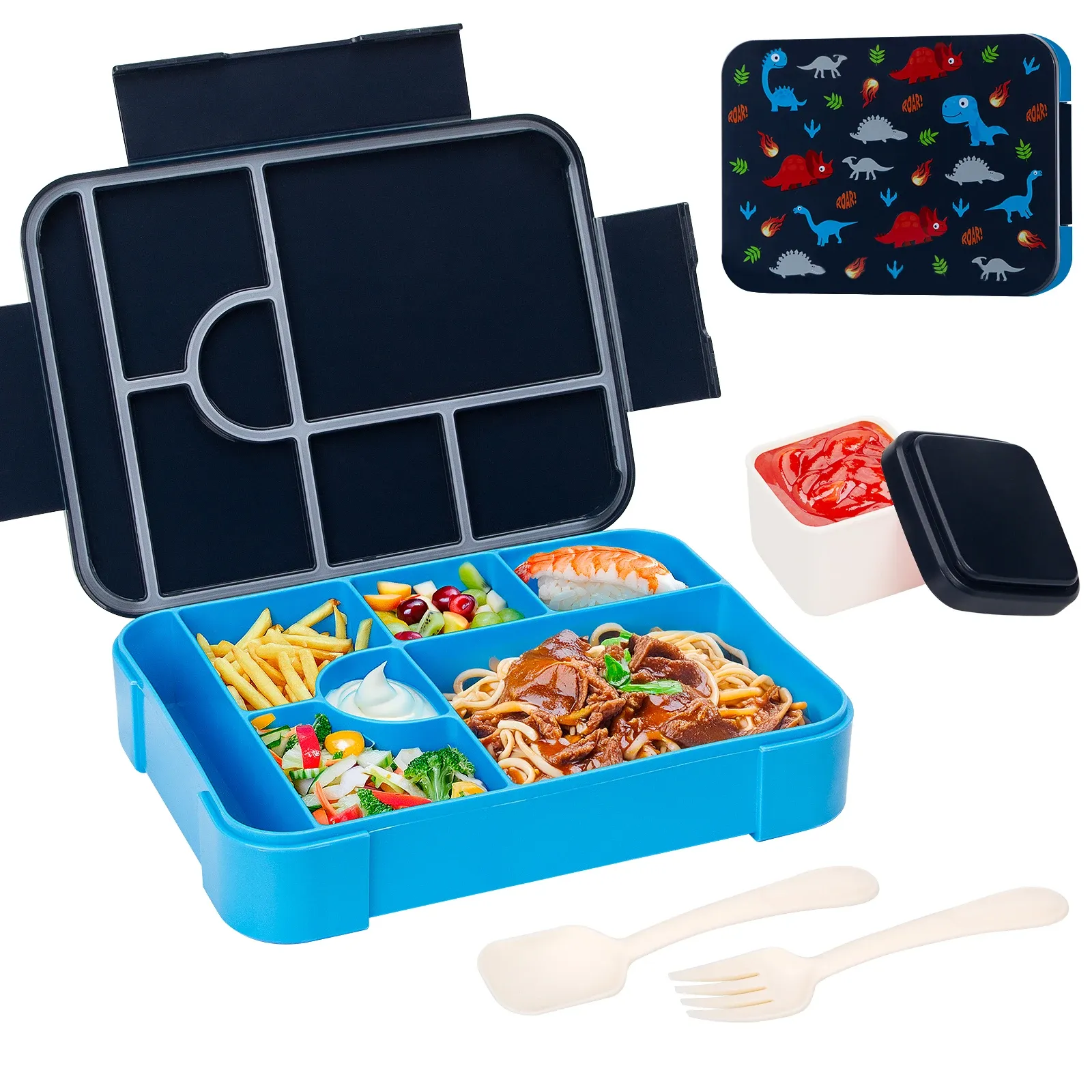Boîte à repas pour enfants à motifs mignons, compartimentée, portable, compatible micro-ondes et étanche 13