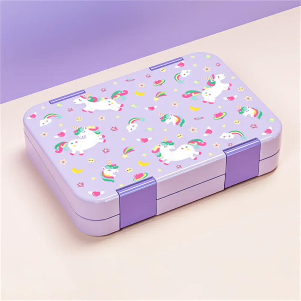 Boîte à repas pour enfants à motifs mignons, compartimentée, portable, compatible micro-ondes et étanche 10