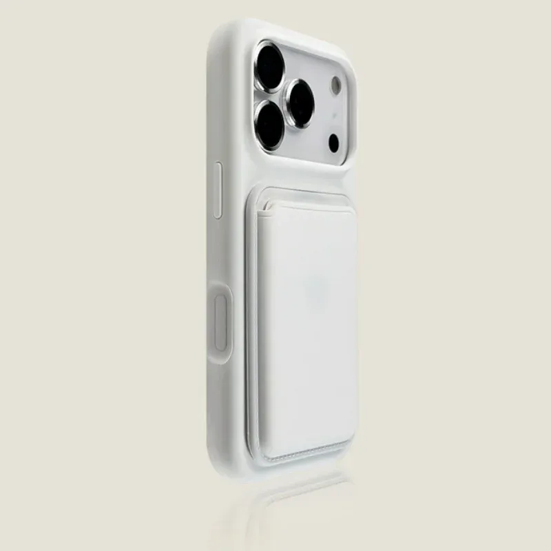 Coque de téléphone de luxe en silicone liquide magnétique avec porte-cartes pour iPhone 12 à 18 Pro Max, Plus et Air, compatible MagSafe, avec pare-chocs 4