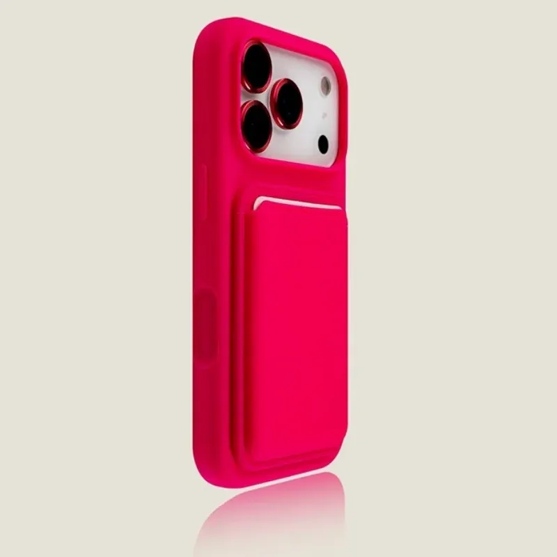 Coque de téléphone de luxe en silicone liquide magnétique avec porte-cartes pour iPhone 12 à 18 Pro Max, Plus et Air, compatible MagSafe, avec pare-chocs 18