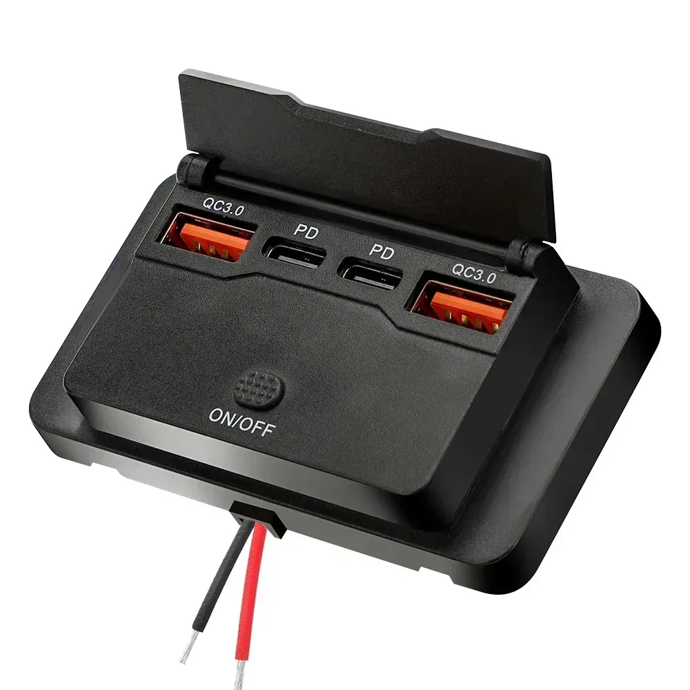 Adaptateur allume-cigare 2/4 ports avec interrupteur, 12 V / 24 V, charge rapide PD et QC 3.0, pour voiture, camping-car et bateau 3