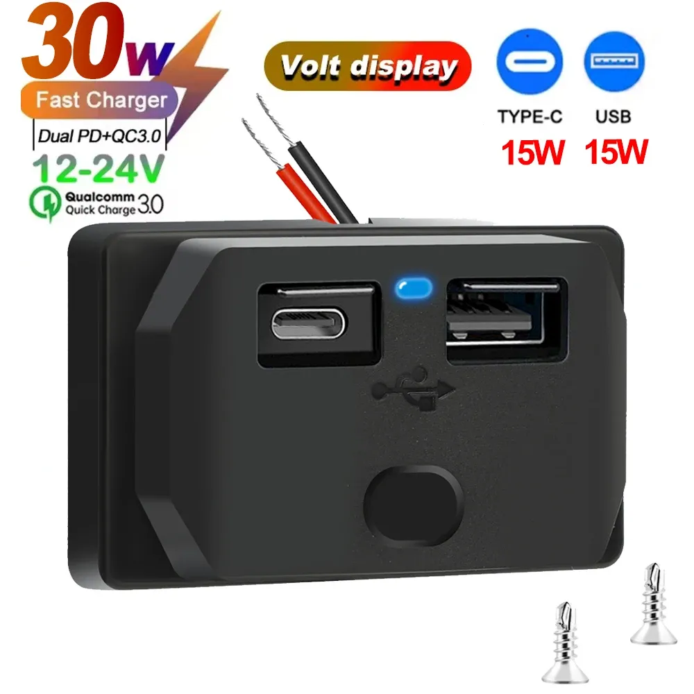 Adaptateur allume-cigare 2/4 ports avec interrupteur, 12 V / 24 V, charge rapide PD et QC 3.0, pour voiture, camping-car et bateau 9