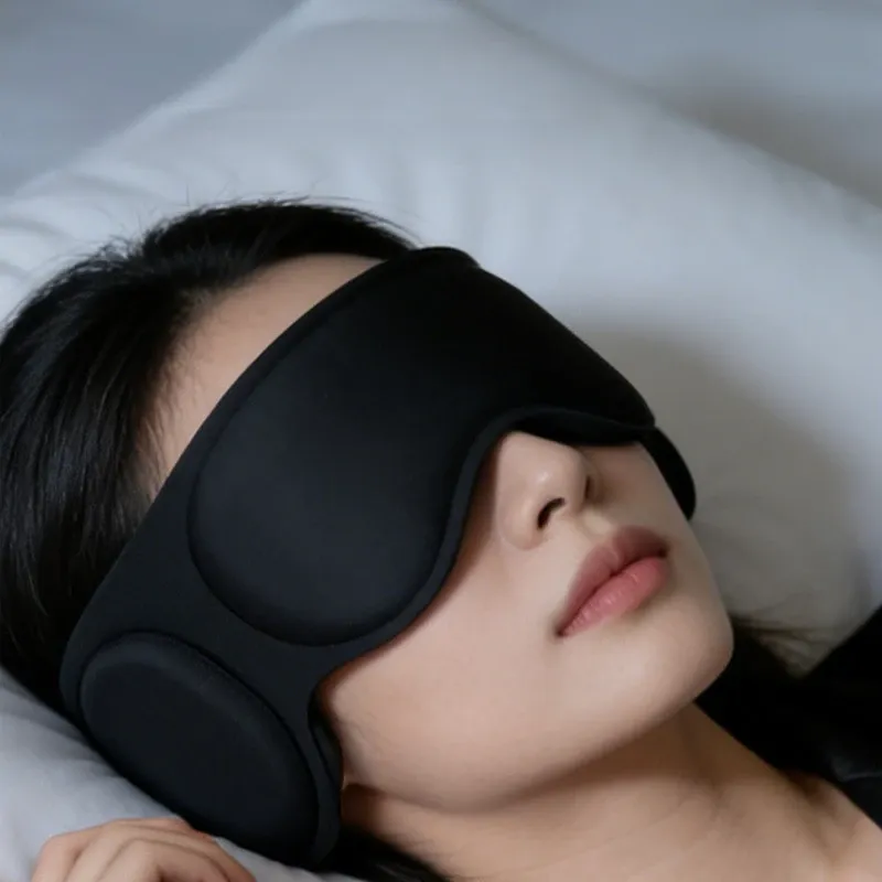 Masque de sommeil lesté 2-en-1 en 3D, couverture intégrale avec cache-oreilles anti-bruit et anti-lumière, pour dormeurs latéraux 4