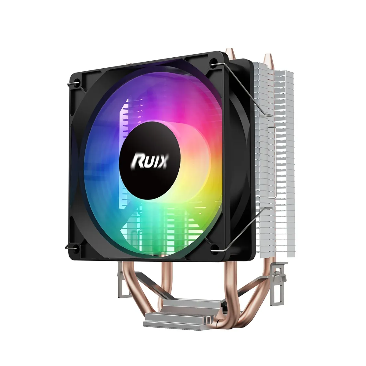 Ventilateur de refroidissement CPU Ruix X2000 Air, 2 caloducs, RGB Rainbow, connecteur 3 broches, silencieux, compatible Intel 115X/1200/1700 et AMD AM4/AM5 7