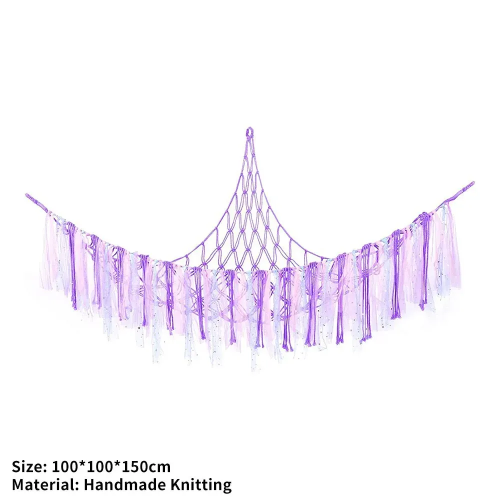 Hamac mural d'angle en coton tissé pour le rangement des jouets et peluches, forme animal pour enfants 9