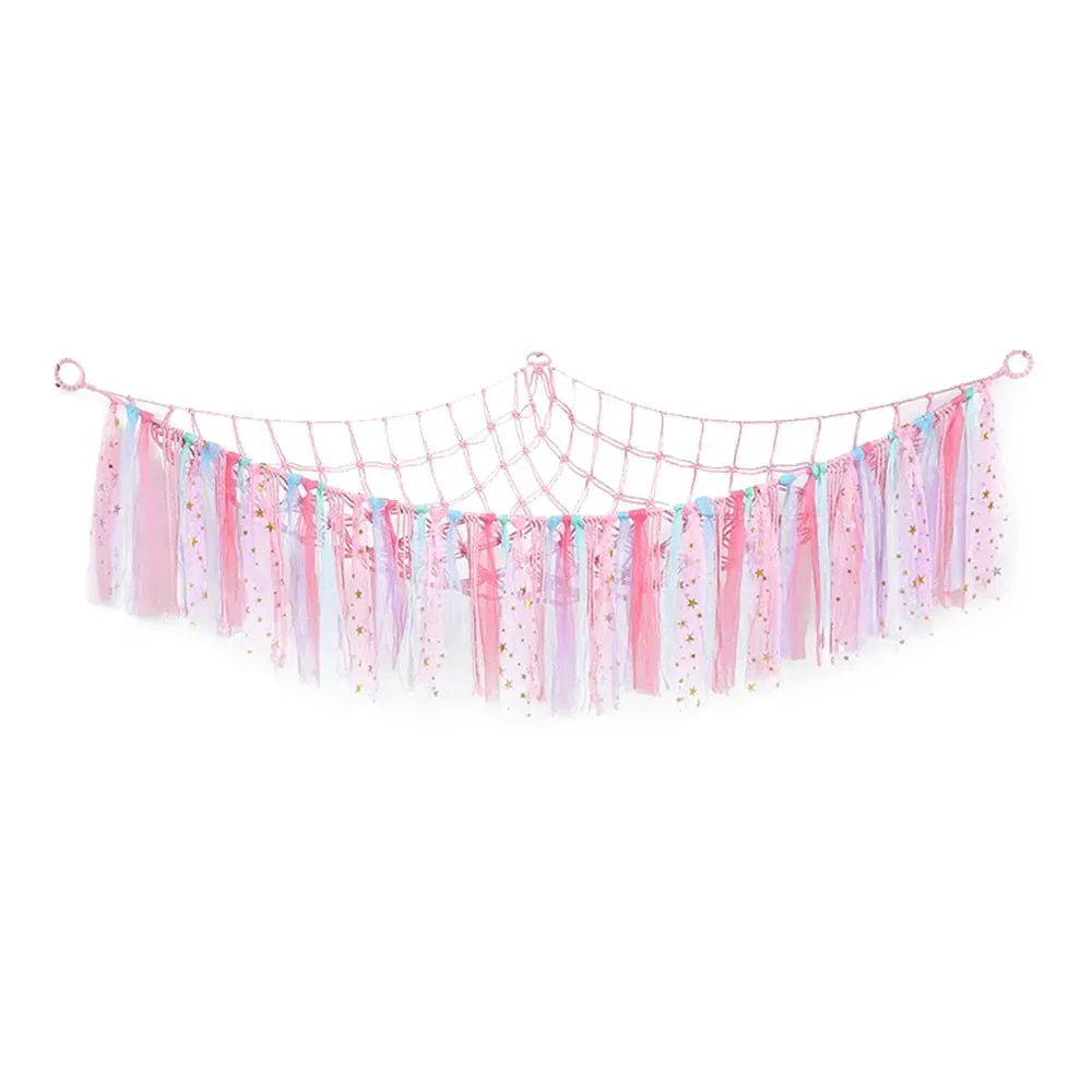 Hamac mural d'angle en coton tissé pour le rangement des jouets et peluches, forme animal pour enfants 11