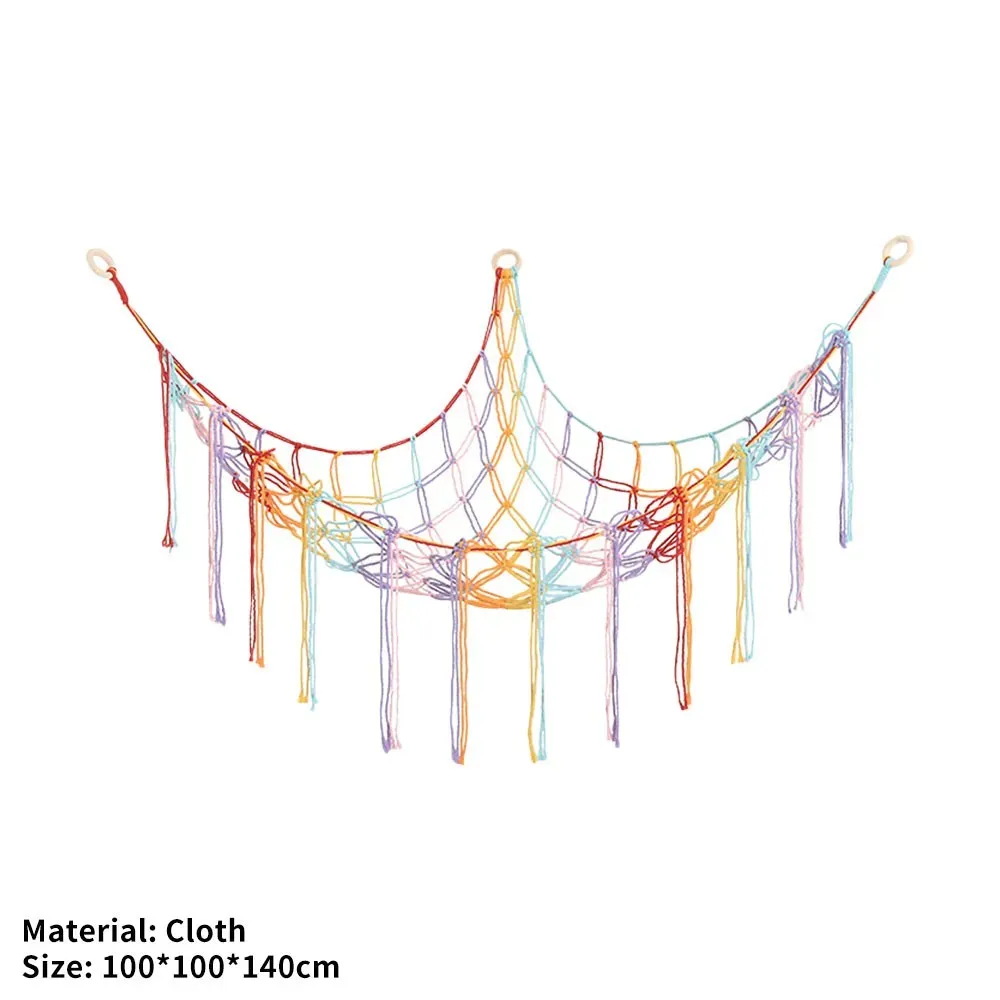 Hamac mural d'angle en coton tissé pour le rangement des jouets et peluches, forme animal pour enfants 10