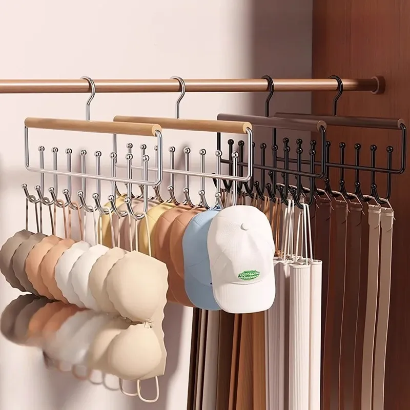 Organisateur de rangement en bois à crochets multiples pour sous-vêtements, soutiens-gorge et gilets – Cintres durables et peu encombrants 5