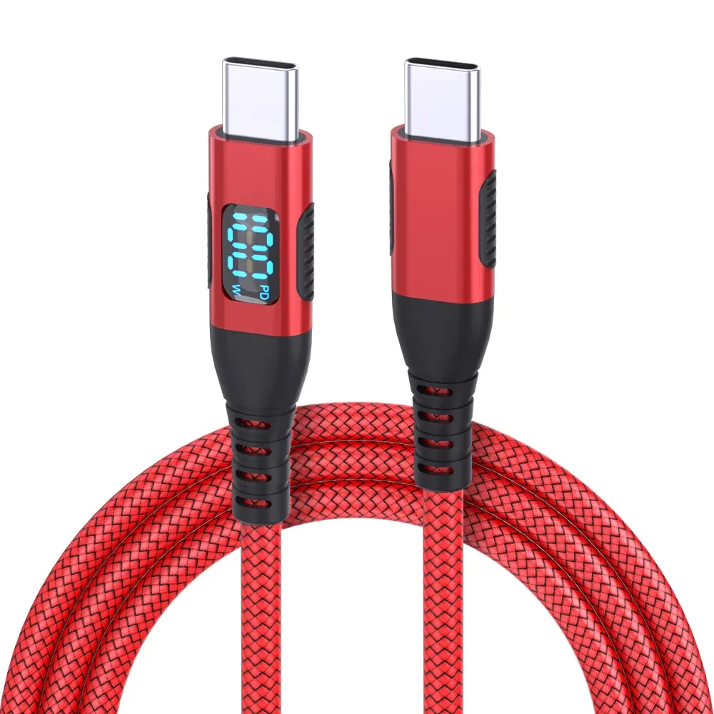 Câble USB-C vers USB-C BCVS, 100 W, avec écran numérique, charge rapide, câble de données tressé en nylon, type C, PD 100 W, compatible iPhone et Samsung Galaxy. 7