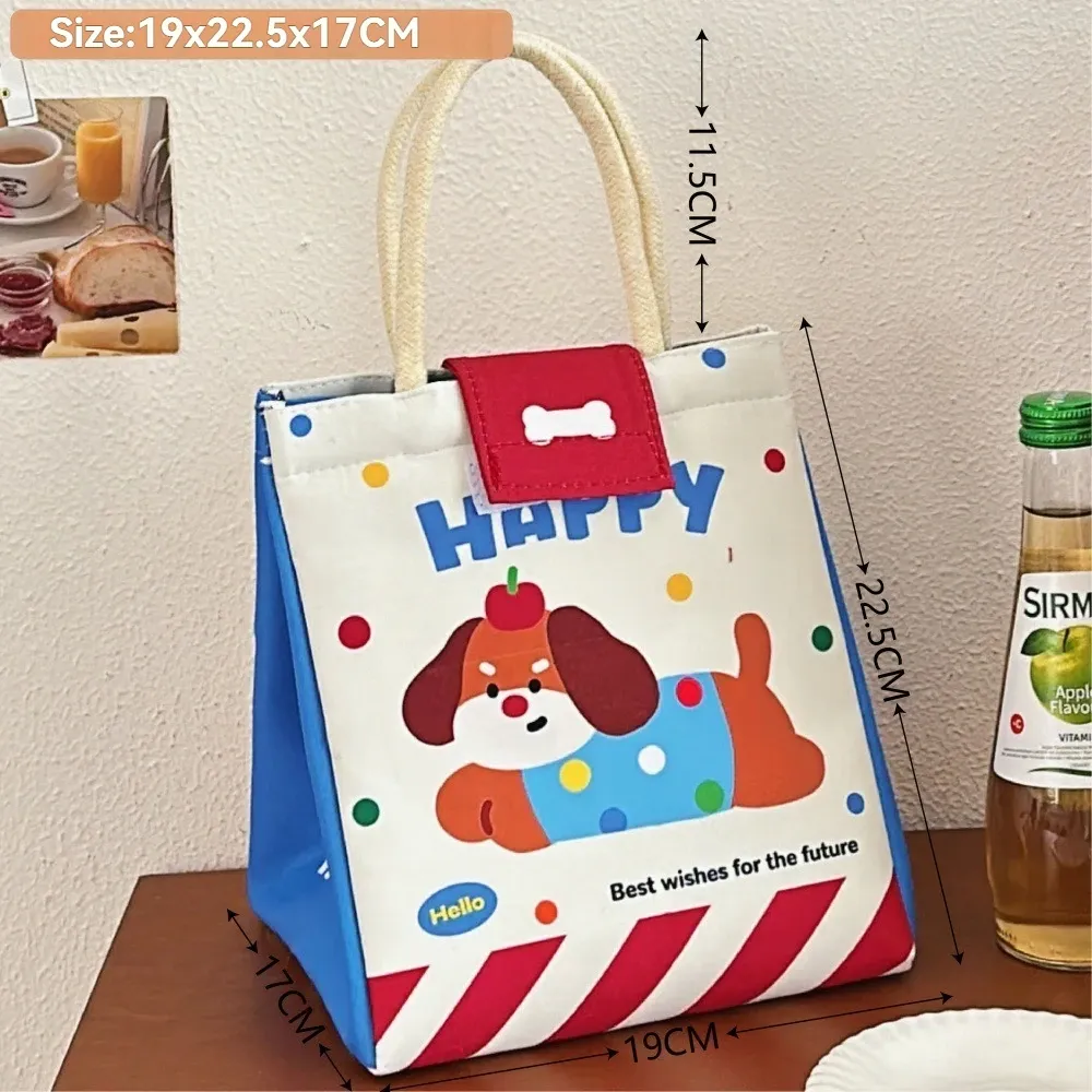 Sac bento mignon pour bureau, grand sac fourre-tout isotherme à motif dessin animé, sac à déjeuner pour étudiants 9