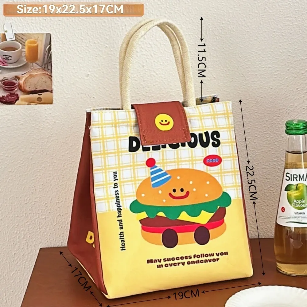 Sac bento mignon pour bureau, grand sac fourre-tout isotherme à motif dessin animé, sac à déjeuner pour étudiants 7