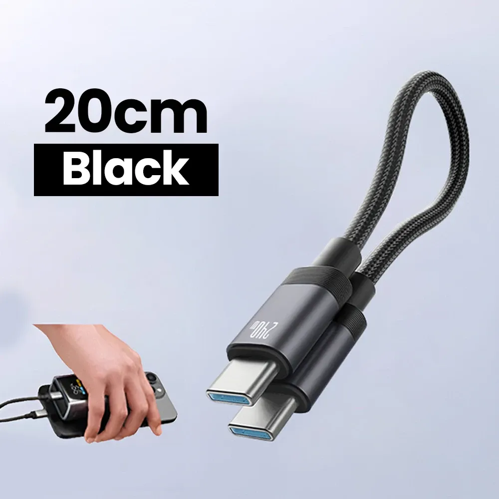 Câble USB-C court 15 cm / 20 cm 240 W, USB-C vers USB-C, charge rapide, câble tressé magnétique pour iPhone 15, 16, 17, Samsung, Huawei 9