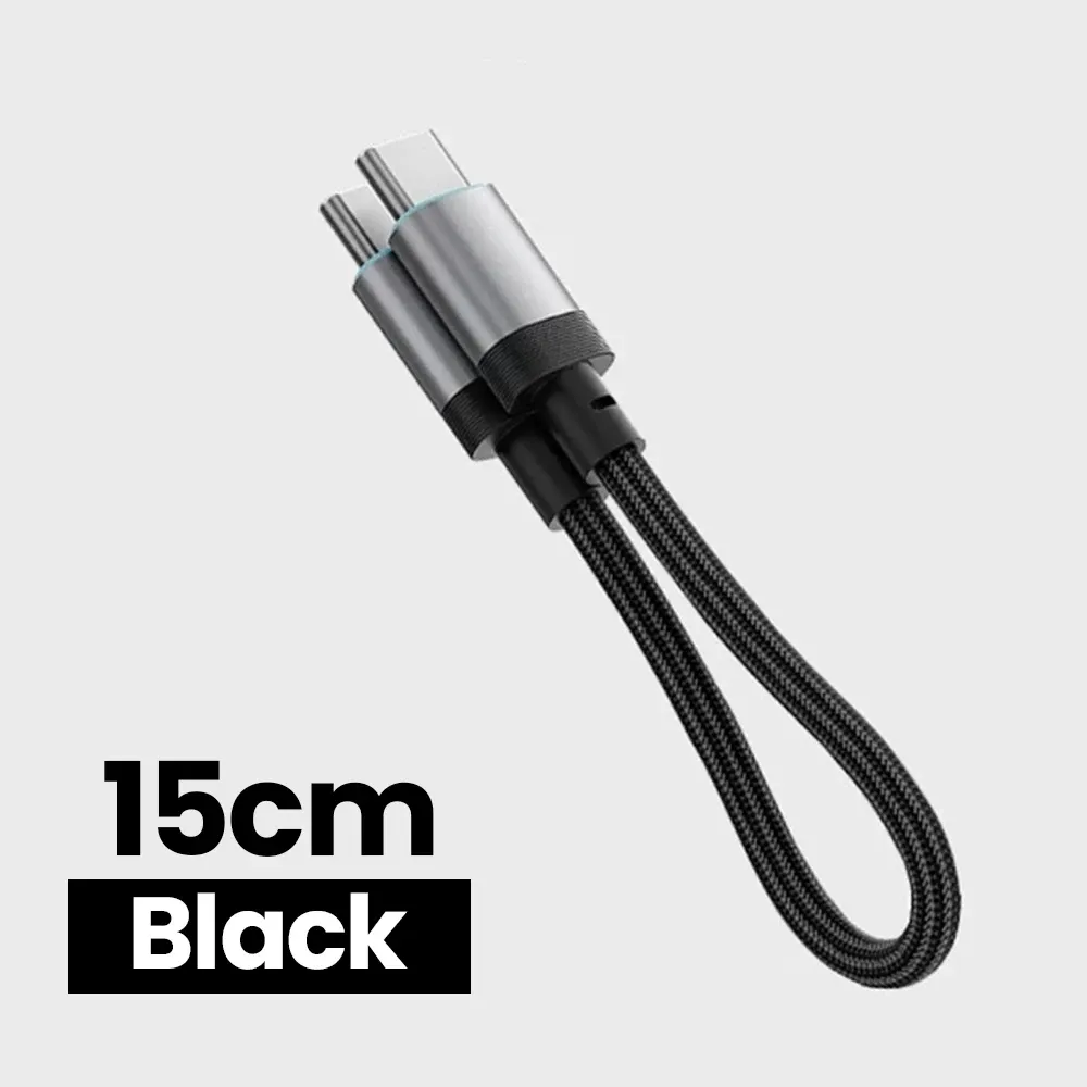 Câble USB-C court 15 cm / 20 cm 240 W, USB-C vers USB-C, charge rapide, câble tressé magnétique pour iPhone 15, 16, 17, Samsung, Huawei 8