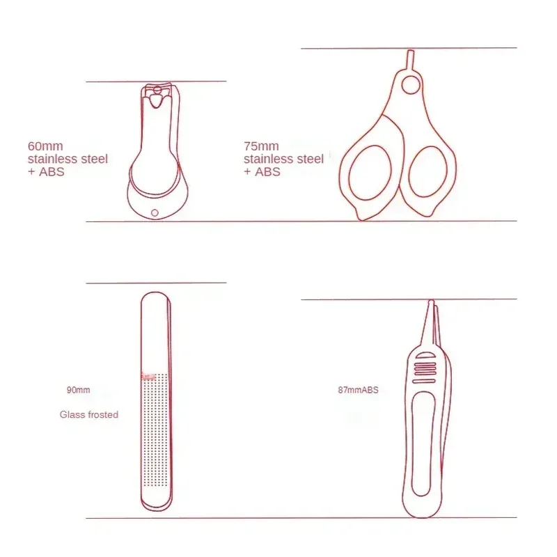 Kit de manucure pour bébé et enfant : coupe-ongles sécurisé et portable, ciseaux et pince à épiler avec étui 4