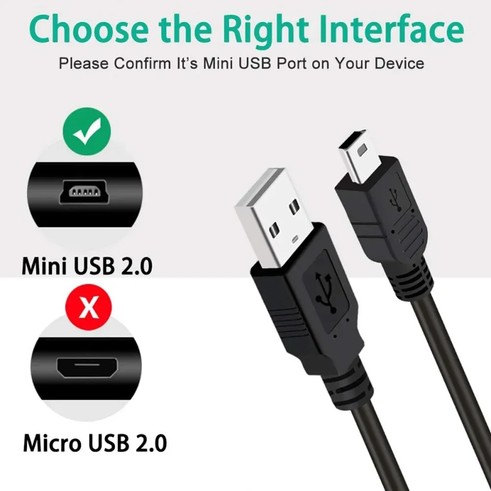 Câble USB 2.0 de 0,8 m, USB-A mâle vers Mini-USB B 5 broches (5P), connecteur T-Port, pour lecteurs MP3, MP4, appareils photo, téléphones portables, disques durs et ordinateurs 2