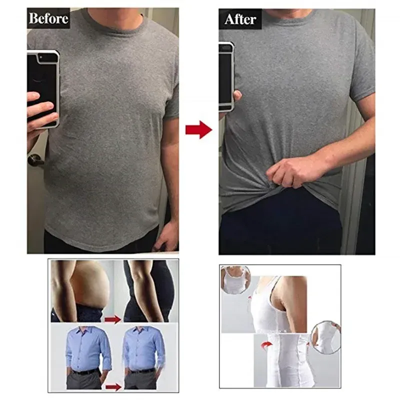 Gilet amincissant pour homme, gaine corset modelante, sous-vêtement de compression ventre 5