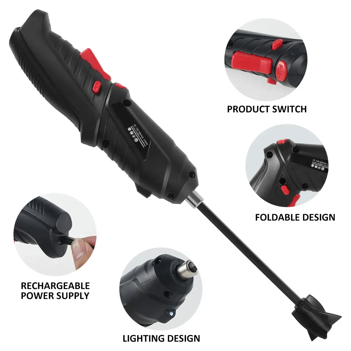 Mélangeur électrique USB portatif pour résine époxy, avec 2 palettes d'agitation, compatible perceuses à mandrin 1/4 de pouce 5