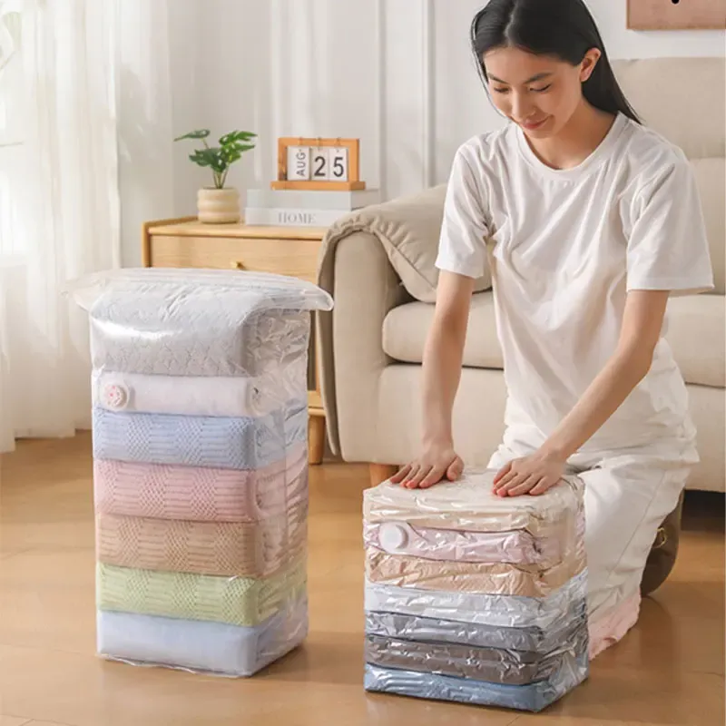 Sacs de rangement sous vide sans pompe, grands sacs de compression 3D pour vêtements, couettes et couvertures 3