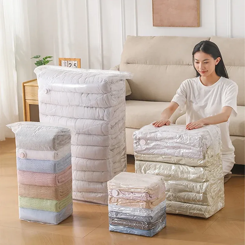 Sacs de rangement sous vide sans pompe, grands sacs de compression 3D pour vêtements, couettes et couvertures 2