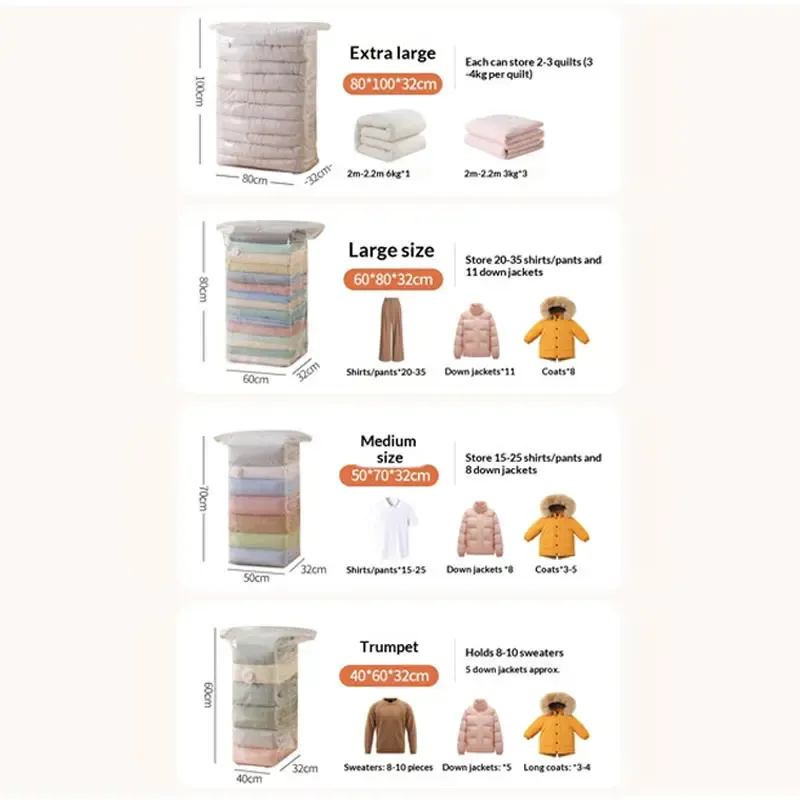Sac de rangement sous vide grand format