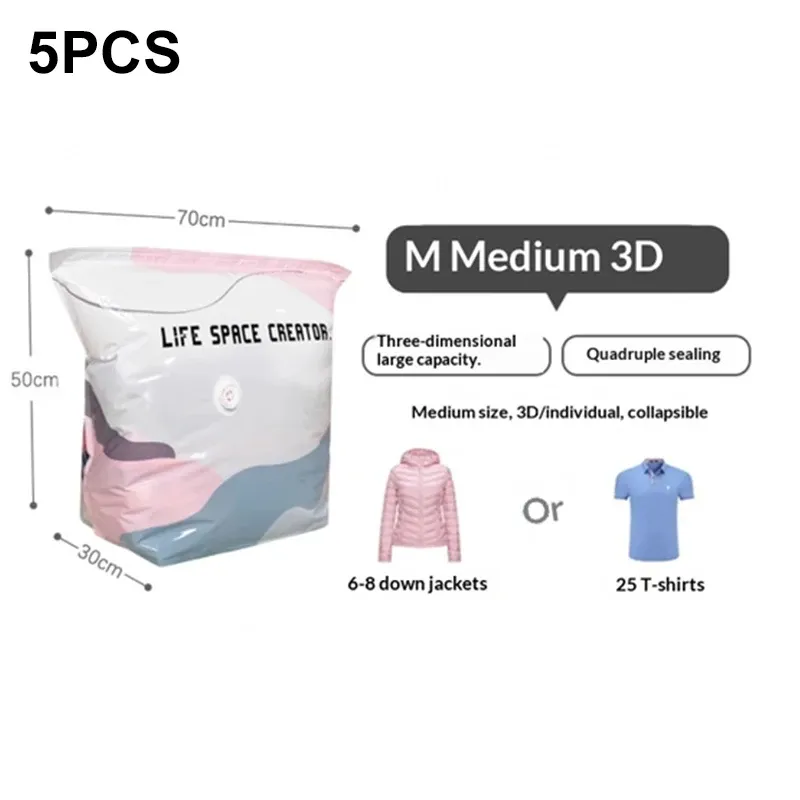 Sacs de rangement sous vide sans pompe, grands sacs de compression 3D pour vêtements, couettes et couvertures 12