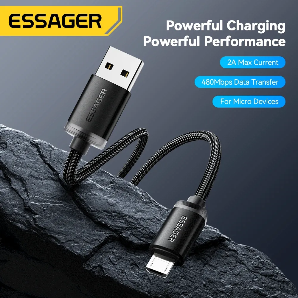 Câble Micro USB Essager à charge rapide et transfert de données, compatible Xiaomi, Realme, Huawei, OPPO et Samsung 2