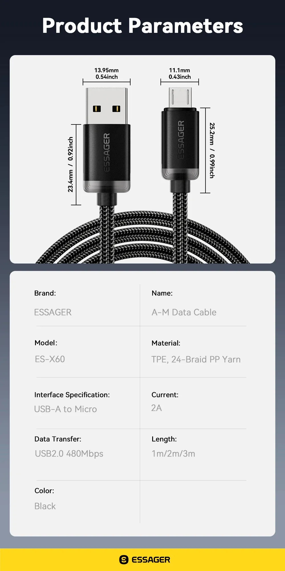 Câble Micro USB Essager, aperçu final