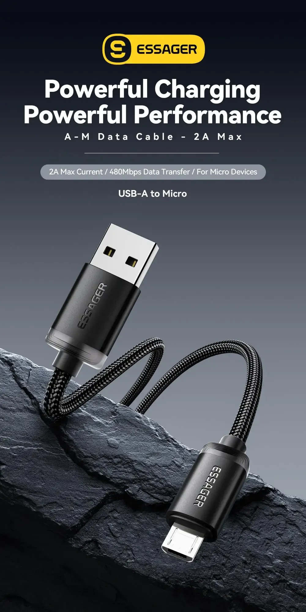 Câble Micro USB Essager, vue d'ensemble du produit