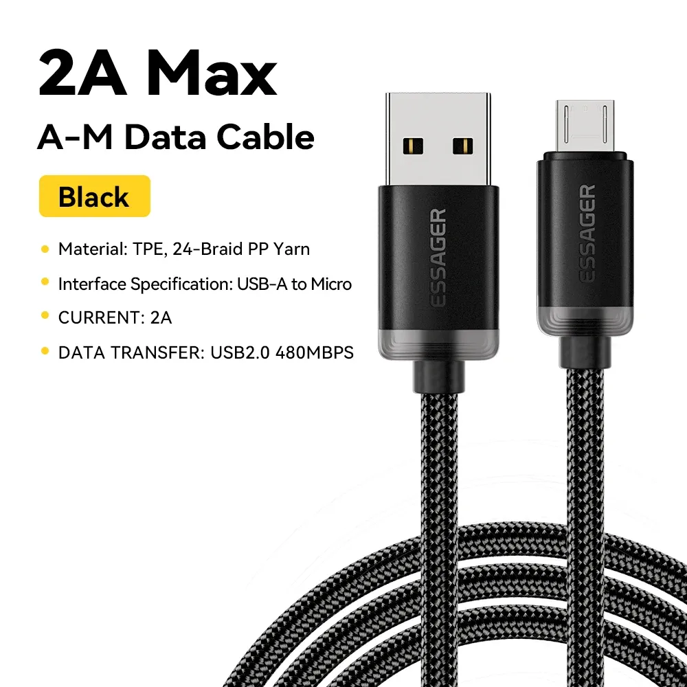 Câble Micro USB Essager à charge rapide et transfert de données, compatible Xiaomi, Realme, Huawei, OPPO et Samsung 7