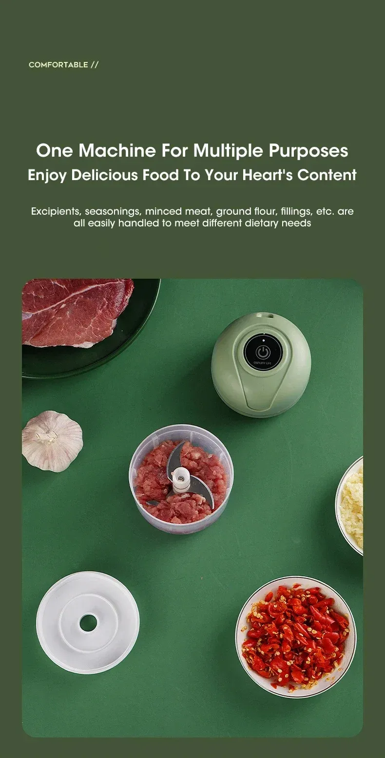 Hachoir électrique portable USB, préparation des ingrédients