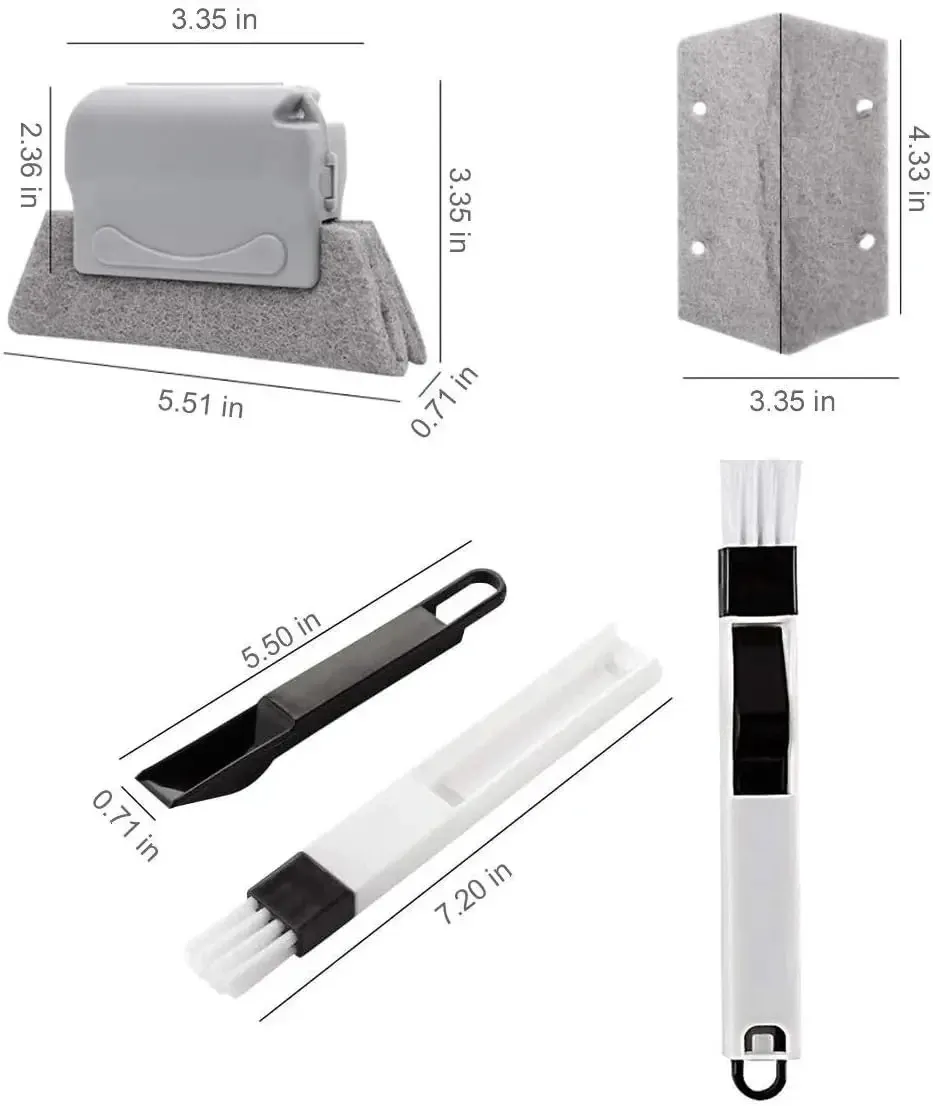 Nettoyeur de rainures de fenêtres, ensemble d'outils pour le nettoyage des rainures de portes coulissantes et des interstices domestiques 6
