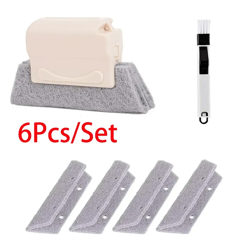 Nettoyeur de rainures de fenêtres, ensemble d'outils pour le nettoyage des rainures de portes coulissantes et des interstices domestiques 7
