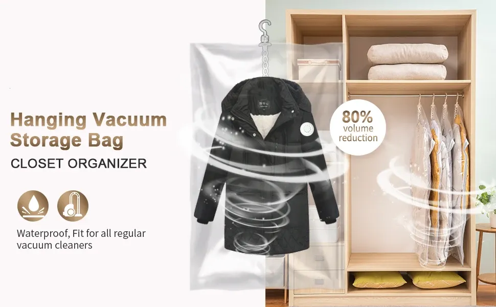 Sac de rangement sous vide suspendu vue d'ensemble