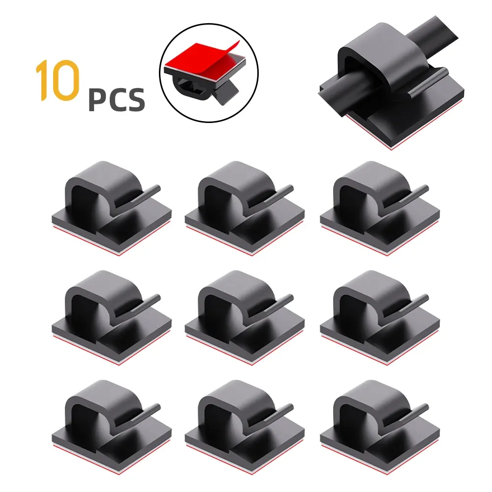 Clips de câble adhésifs 10/20/50/100 pièces, support de cordon organisateur solide et durable pour voiture, bureau et maison 13