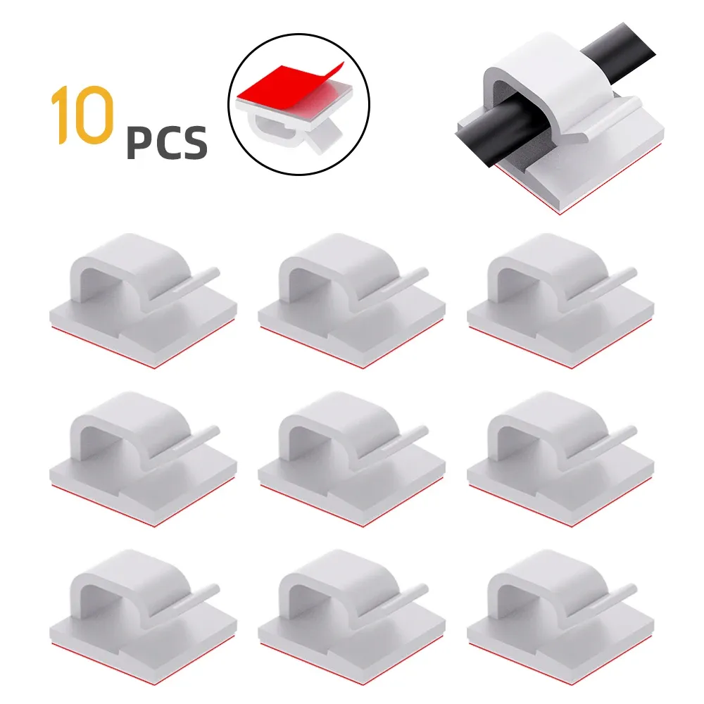 Clips de câble adhésifs 10/20/50/100 pièces, support de cordon organisateur solide et durable pour voiture, bureau et maison 15