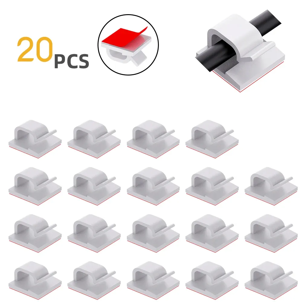 Clips de câble adhésifs 10/20/50/100 pièces, support de cordon organisateur solide et durable pour voiture, bureau et maison 16