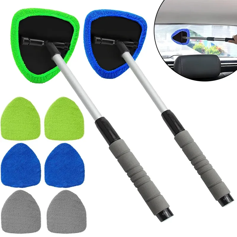 Ensemble de brosses de nettoyage de pare-brise de voiture en microfibre télescopique - Image 1