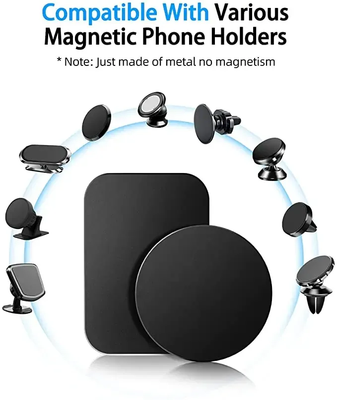 Plaque de disque en métal (lot de 5) pour support magnétique de téléphone de voiture, feuille de fer noire autocollante, accessoires auto 5