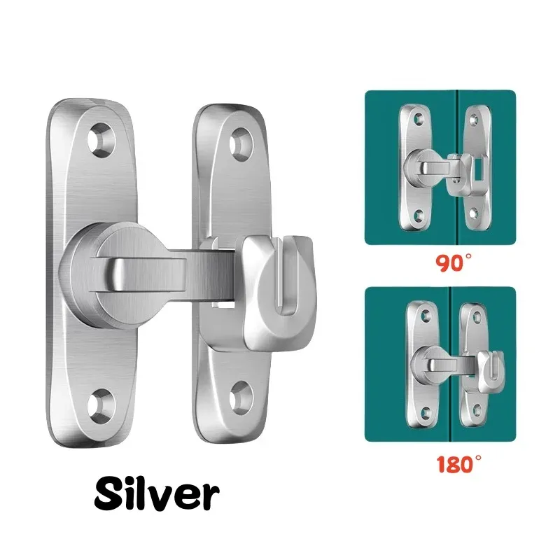 Verrou de porte coulissant en alliage de zinc à 90°/180°, sécurité domestique 7
