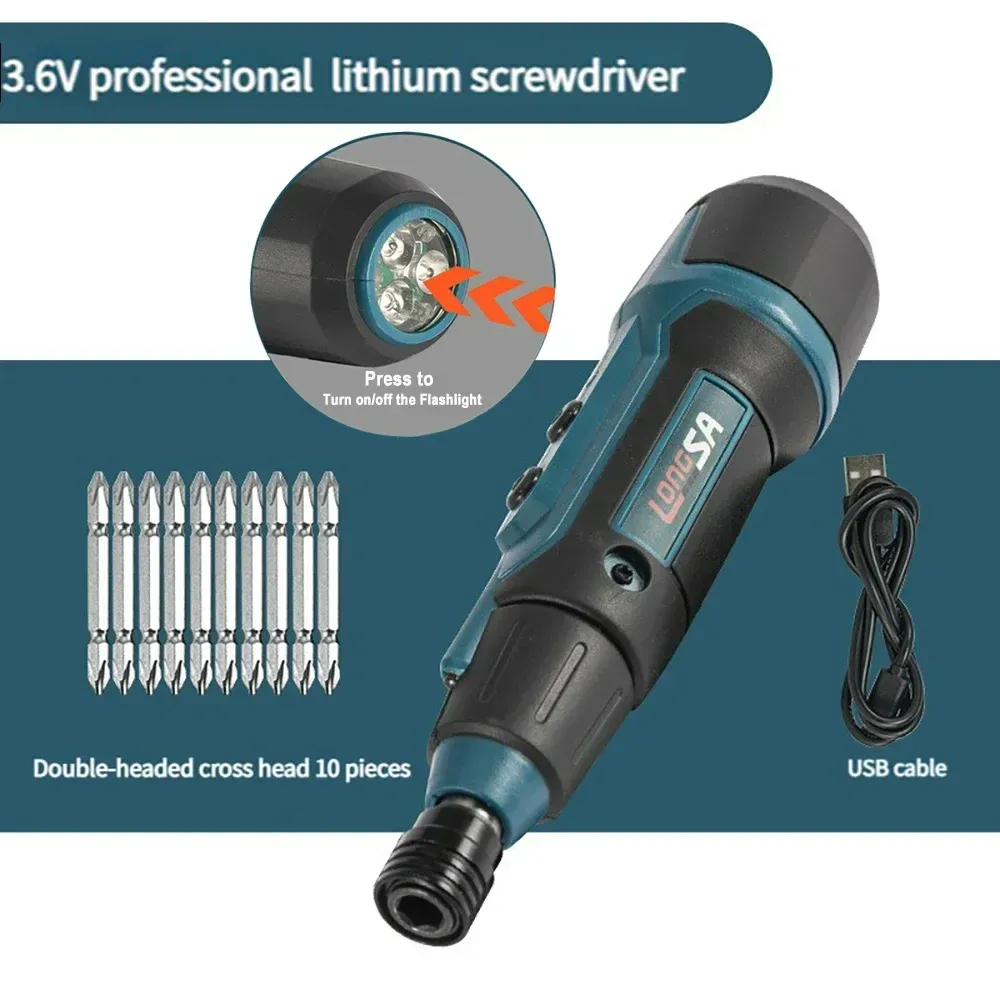 Tournevis électrique sans fil 2 Nm 3,6 V 200 tr/min rechargeable - Image 1