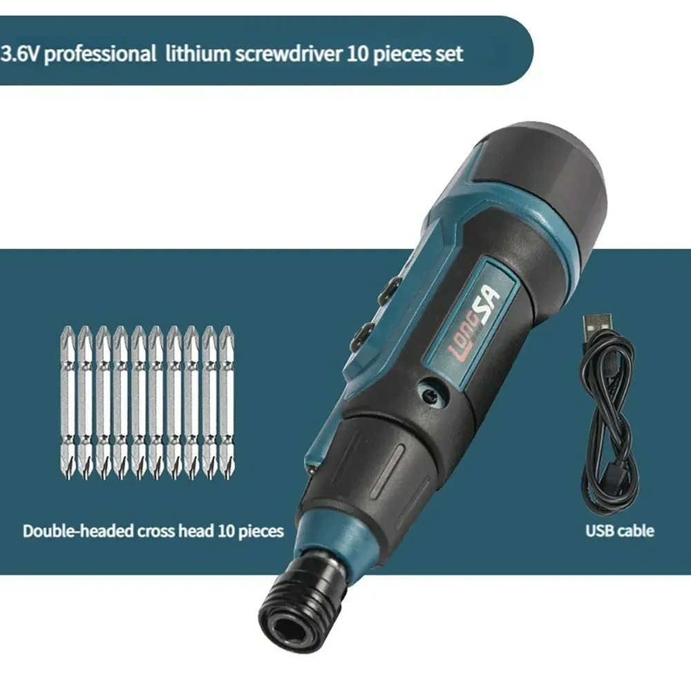 Tournevis électrique sans fil 2 Nm 3,6 V 200 tr/min rechargeable 8