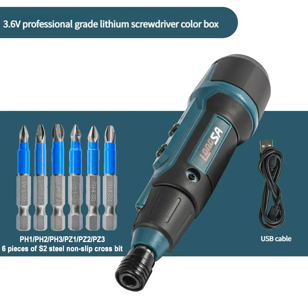 Tournevis électrique sans fil 2 Nm 3,6 V 200 tr/min rechargeable 9
