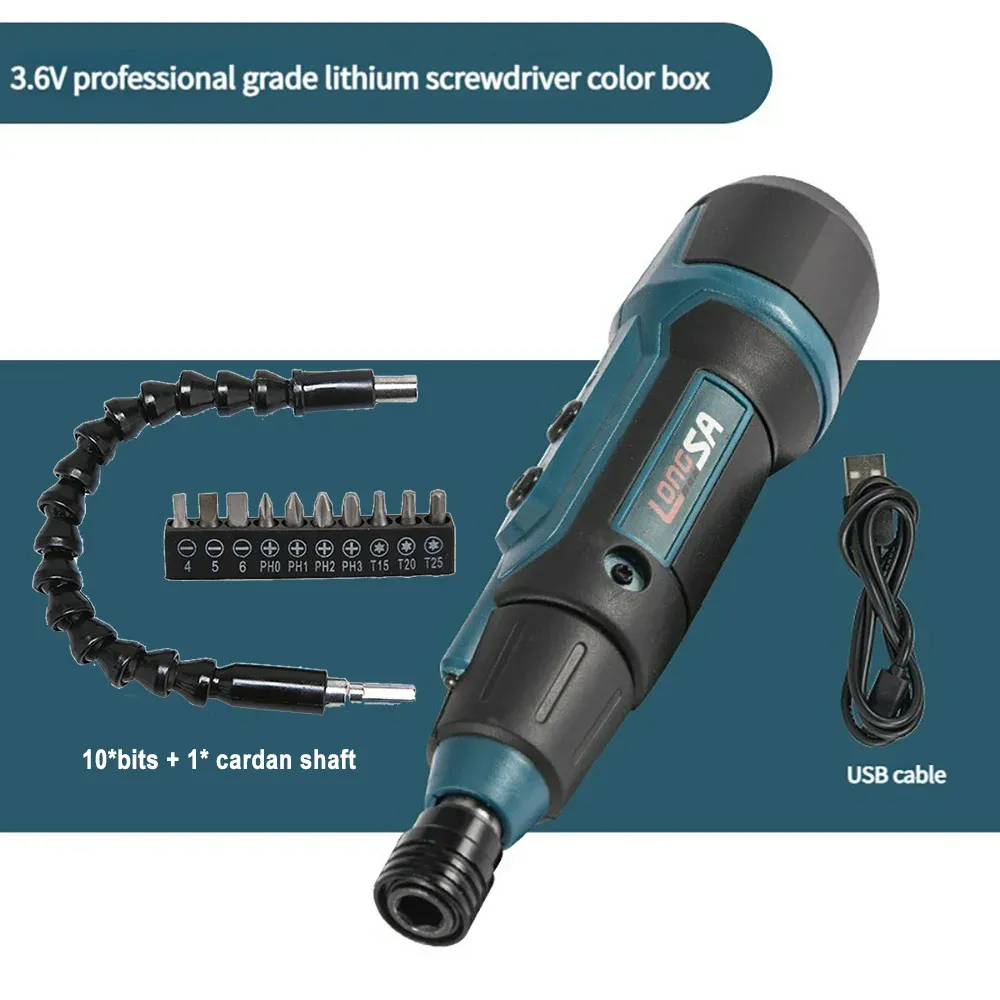Tournevis électrique sans fil 2 Nm 3,6 V 200 tr/min rechargeable 11