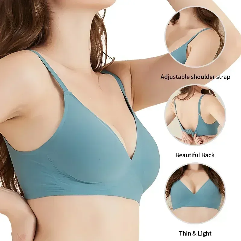 Soutien-gorge sans couture en latex pour femme, brassière sans armatures, rembourrée et amovible, idéal pour le sommeil, vendu à l'unité 2