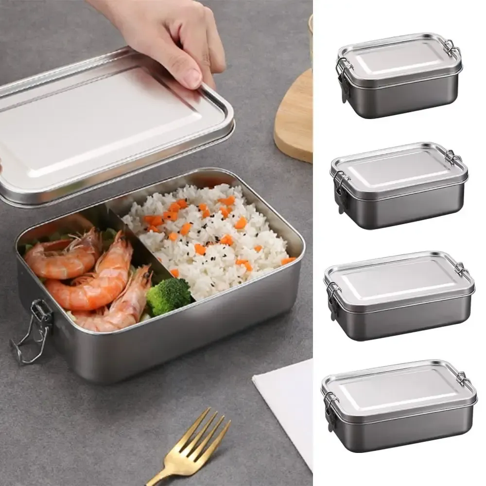 Boîte bento carrée en acier inoxydable avec couvercle, grande capacité, étanche, pour extérieur, durable 4