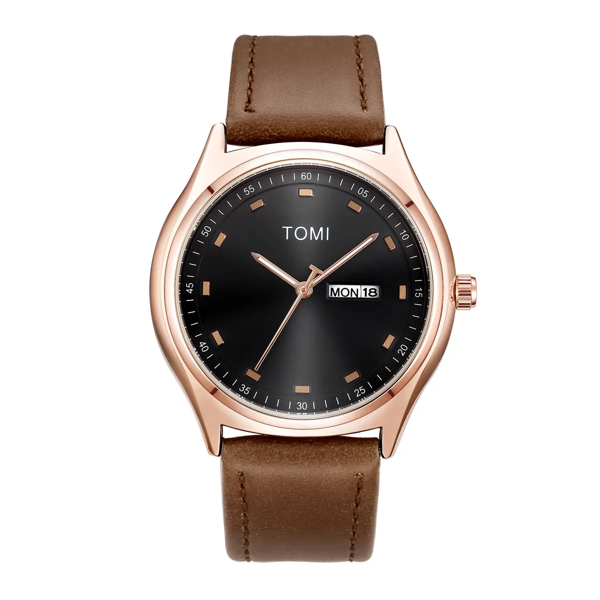 Montre TOMI pour hommes au design minimaliste, style affaires et décontracté, montre à quartz unisexe, élégante et polyvalente, avec calendrier 8