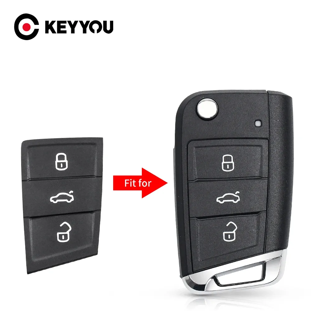 KEYYOU – Coque de clé télécommande de voiture en caoutchouc à 3 boutons, pour Volkswagen VW Golf 4, 5, 6, 7 et Mk4, pour Skoda Octavia, pour Seat Leon, Ibiza, Altea