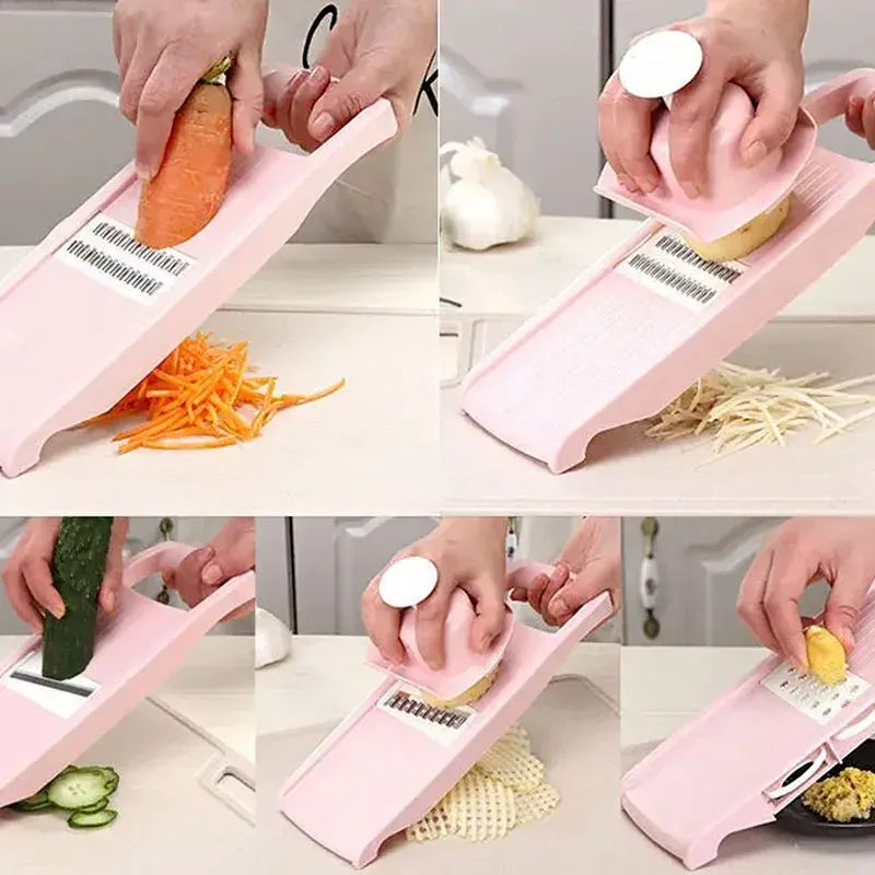 Coupe-pommes de terre, coupe-légumes domestique, robot multifonction pour fruits, coupe-julienne, râpe avec poignée, ustensiles de cuisine 4