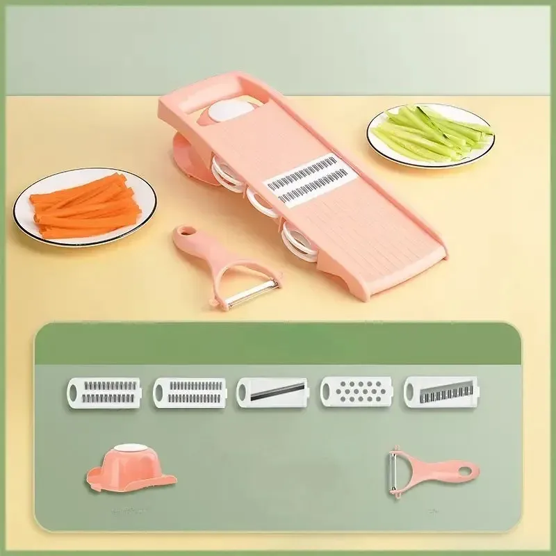 Coupe-pommes de terre, coupe-légumes domestique, robot multifonction pour fruits, coupe-julienne, râpe avec poignée, ustensiles de cuisine 8
